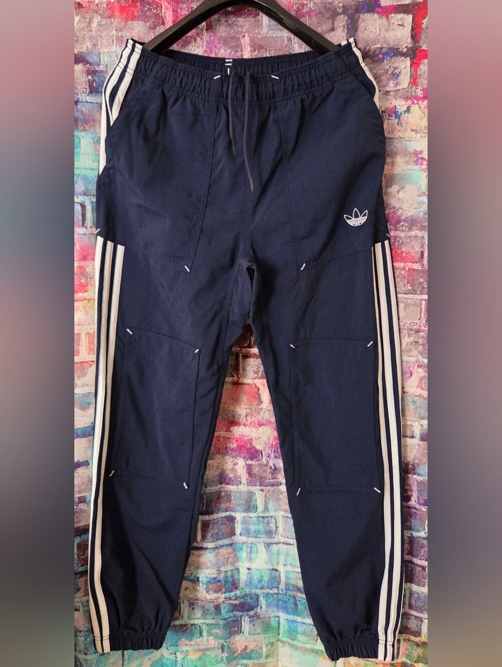 Adidas Navy Three-Stripe Track Pants
